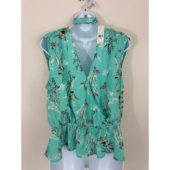 Soho NY&C Floral Tie-Neck Peplum Blouse NWT Size Large - Picture 5 of 6